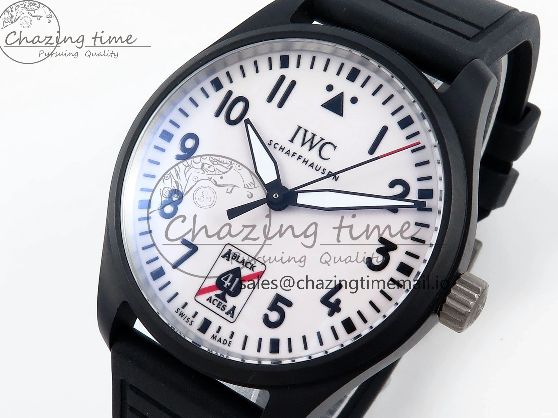 MIROTIME 0117 TravelReady Pilot IW326905 Black Aces M+F 1:1 Best Edition White Dial on Black Rubber Strap MY 7000